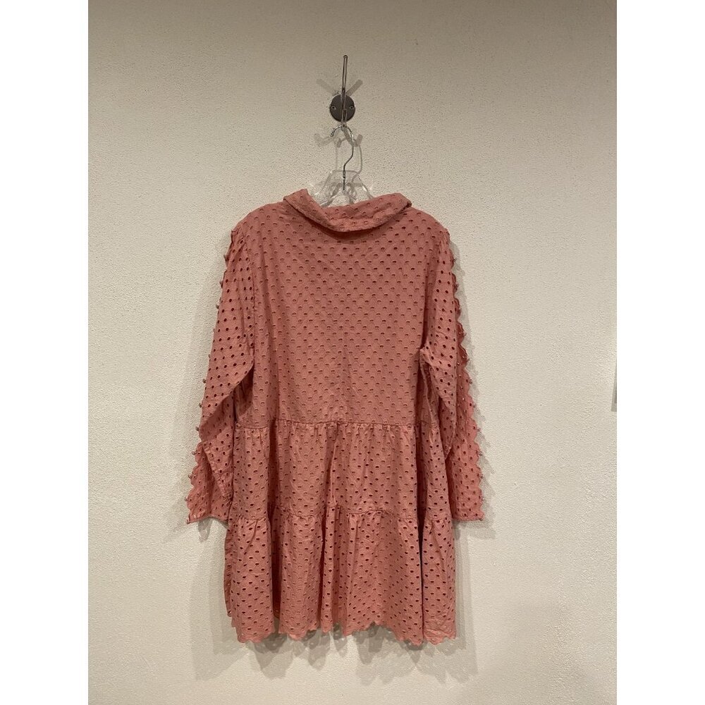 Antonio Melani Patricia Dress Womens 16 Pink Eyelet Tiered Babydoll Long Sleeve - Picture 5 of 5